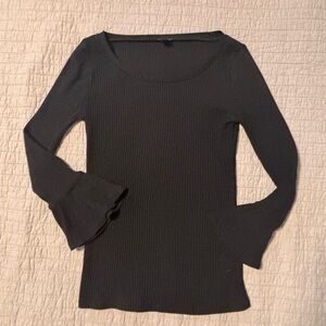 J. Crew Black Ribbed Long Sleeve Top